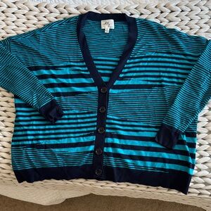 Milly Teal and Black Striped Sweater